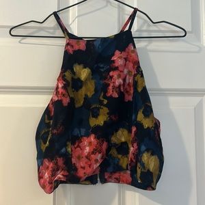 Cropped halter floral top